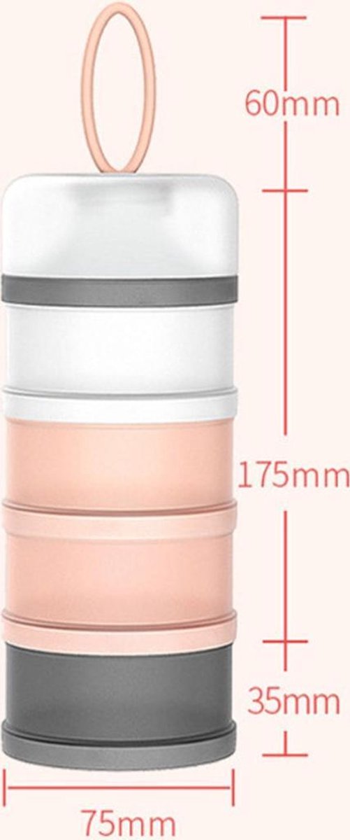 Melkpoeder Toren - Melkpoeder Doseerdoosjes - Babyvoeding - Bewaarbakjes - Schenktuit - BPA vrij - Meenemen en bewaren - Dispenser - Melkpoeder - Snacks - 4 laags - Family Favorites - Kraamcadeau - ROZE van Family Favorites — afbeelding 5