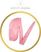 Saucy ragss – Durag – Premium kwaliteit zijdezachte durag – Lange bandjes – wave cap – durag waves – Durag silky – Zijden materiaal – Goede stretch – ROZE