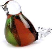 Kristalglazen 3D Mini Vogel Urn Bruin-Groen-Oranje (0.03 liter) (gratis sluitplaatje) geschikt voor dieren as en mensen as dieren urn mens urn gedenkglas
