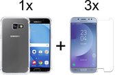 Samsung A5 2017 Hoesje - Samsung Galaxy A5 2017 hoesje shock proof case transparant hoesjes cover hoes - 3x Samsung A5 2017 Screenprotector