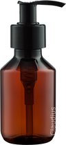 Lege Plastic Flessen 100 ml PET – amber 28 met zwarte pomp - set van 10 stuks- navulbaar - leeg