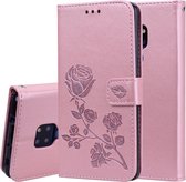 Rose reliÃ«f horizontale flip PU lederen tas voor Huawei Mate 20, met houder en kaartsleuven en portemonnee (rose goud)