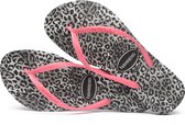 Havaianas Slim Leopard Meisjes Slippers - Zwart/Wit/Roze - Maat 25/26