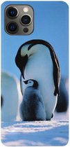 ADEL Siliconen Back Cover Softcase Hoesje Geschikt voor iPhone 12 (Pro) - Pinguin Blauw
