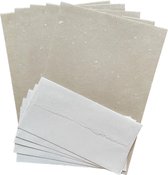 Set van 10 vel zandkleurig handgeschept papier met parelmoer en 10 enveloppen