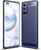 Voor Huawei Honor 30 Pro Brushed Texture Carbon TPU Case (Navy Blue)