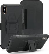 Voor iPhone XS Max PC + siliconen terugclip schuifhoes beschermhoes (zwart)