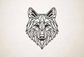 Line Art - Wolf 2 - XS - 30x23cm - Zwart - geometrische wanddecoratie