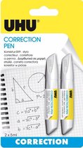 2 x 2 UHU - Correctiepennen - Klein en Handig - Sneldrogend - Wit - 4 x 5ml
