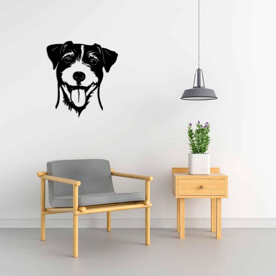 Décoration murale - Chien - Jack Russel 3 - M - 64x60cm - Zwart - décoration murale - Line Art