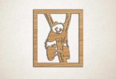 Wanddecoratie - Panda in boom - wandpaneel - M - 69x60cm - Eiken - muurdecoratie - Line Art