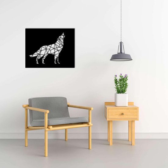 Line Art - Wolf square 4 - L - 82x103cm - décoration murale géométrique