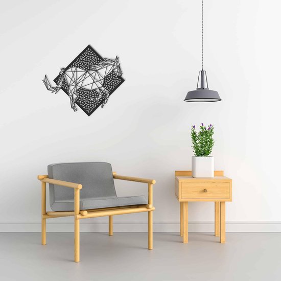 Line Art - Horse 4 avec fond - M - 60x69cm - décoration murale géométrique