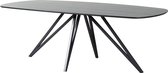 Eikentafel Deens ovaal - Zwart 2cm blad met Facet - Spin poot - Basic - eiken tafel 240 x 120 cm