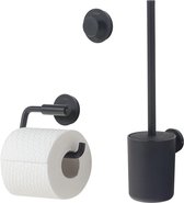 Tiger Urban - Ensemble d'accessoires de toilettes - Brosse WC avec support - Porte-rouleau papier toilette sans rabat - Crochet porte-serviette - Noir