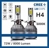 H4  LED lampen (set 2 stuks) CANbus geschikt HB2 / 9003 / 6000k Helder Wit 8000LM IP68 72 Watt,  Vintic , Motor / Auto / Scooter / Dimlicht / Grootlicht / Koplampen / Auto / Autola
