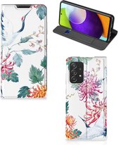 Wallet Bookcase Geschikt voor Samsung Galaxy A52 5G Enterprise Editie | A52 4G Telefoonhoesje Bird Flowers