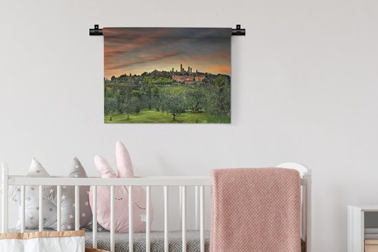 Tapisserie San Gimignano - La ville européenne de San Gimignano en Italie Tapisserie en coton 60x45 cm - Tapisserie avec photo