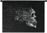 Wandkleed Schedel illustratie 2 - Een illustratie van een vervagende schedel Wandkleed katoen 180x135 cm - Wandtapijt met foto