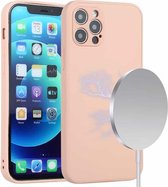 Magsafe-hoesje van mat magnetisch glas voor iPhone 12 Pro Max (roze)