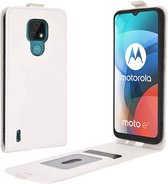 Voor Motorola Moto E7 R64 Textuur Enkele Verticale Flip Lederen Beschermhoes met Kaartsleuven & Fotolijst (Wit)