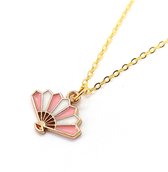 Ketting- Meisje- Roze- Chinese Waaier- Geluk- Goud- Kind- LiLaLove