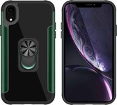 PC + TPU + metalen schokbestendige beschermhoes met ringhouder voor iPhone XR (groen)