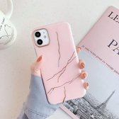 Marmerpatroon Dubbelzijdig lamineren TPU beschermhoes voor iPhone 11 (roze)