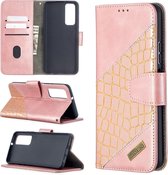 Voor Huawei P smart 2021 / Y7a Bijpassende Kleur Krokodil Textuur Horizontale Flip PU Lederen Case met Portemonnee & Houder & Kaartsleuven (Rose Goud)