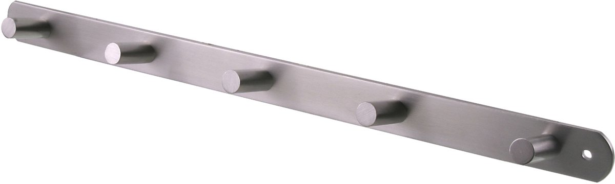 IMPRESSO design kapstok met 5 haken, geheel in rvs