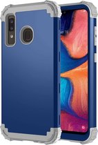 Voor Samsung Galaxy A20 / A30 / A50 pc + siliconen driedelige schokbestendige beschermhoes (blauw)