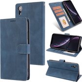 Fantasie Klassiek huidgevoel Kalfsleer Textuur Magnetische gesp Horizontale Flip PU lederen tas met houder & kaartsleuf & portemonnee voor iPhone XR (blauw)