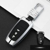 Auto Lichtgevende All-inclusive Zinklegering Sleutel Beschermhoes Sleutel Shell voor Ford G Style Smart 3-knops (Zilver)