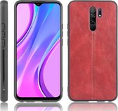 Voor Xiaomi Redmi 9 schokbestendig naaien koe patroon huid PC + PU + TPU hoesje (rood)