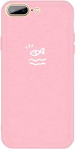 Voor iPhone 8 Plus / 7 Plus Small Fish Pattern Colorful Frosted TPU telefoon beschermhoes (roze)