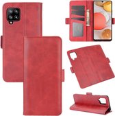 Voor Samsung Galaxy A42 5G dubbelzijdige magnetische gesp horizontale flip lederen tas met houder & kaartsleuven en portemonnee (rood)