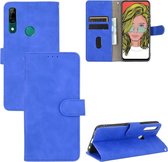 Voor Huawei P smart Z / Y9 Prime (2019) Effen kleur Huidgevoel Magnetische gesp Horizontale flip kalftextuur PU lederen tas met houder & kaartsleuven & portemonnee (blauw)