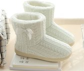 Winter Home Boots Dikke zolen antislip katoenen pantoffels, maat: 37-38 (wit)
