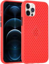 All-inclusive schokbestendige, ademende TPU-beschermhoes voor iPhone 12 Pro Max (rood)