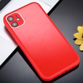 Effen kleur glas + siliconen beschermhoes voor iPhone 12 Pro Max (rood)