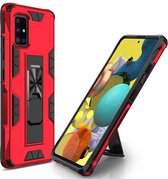 Voor Samsung Galaxy A51 Soldier Armor schokbestendig TPU + PC magnetische beschermhoes met houder (rood)