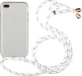 Glitterpoeder schokbestendig TPU beschermhoes met lanyard voor iPhone 8 Plus / 7 Plus (zilver)