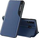 Voor Samsung Galaxy A20 / A30 zijdisplay magnetisch schokbestendig horizontaal flip lederen tas met houder (blauw)
