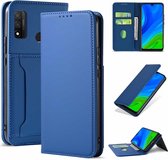 Voor Huawei P Smart 2020 Sterk Magnetisme Vloeistof Voel Horizontaal Flip Leren Case met Houder & Kaartsleuven & Portemonnee (Blauw)