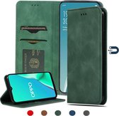 Voor OPPO Reno 2Z & Reno 2F Retro Skin Feel Business magnetische horizontale flip lederen tas (legergroen)