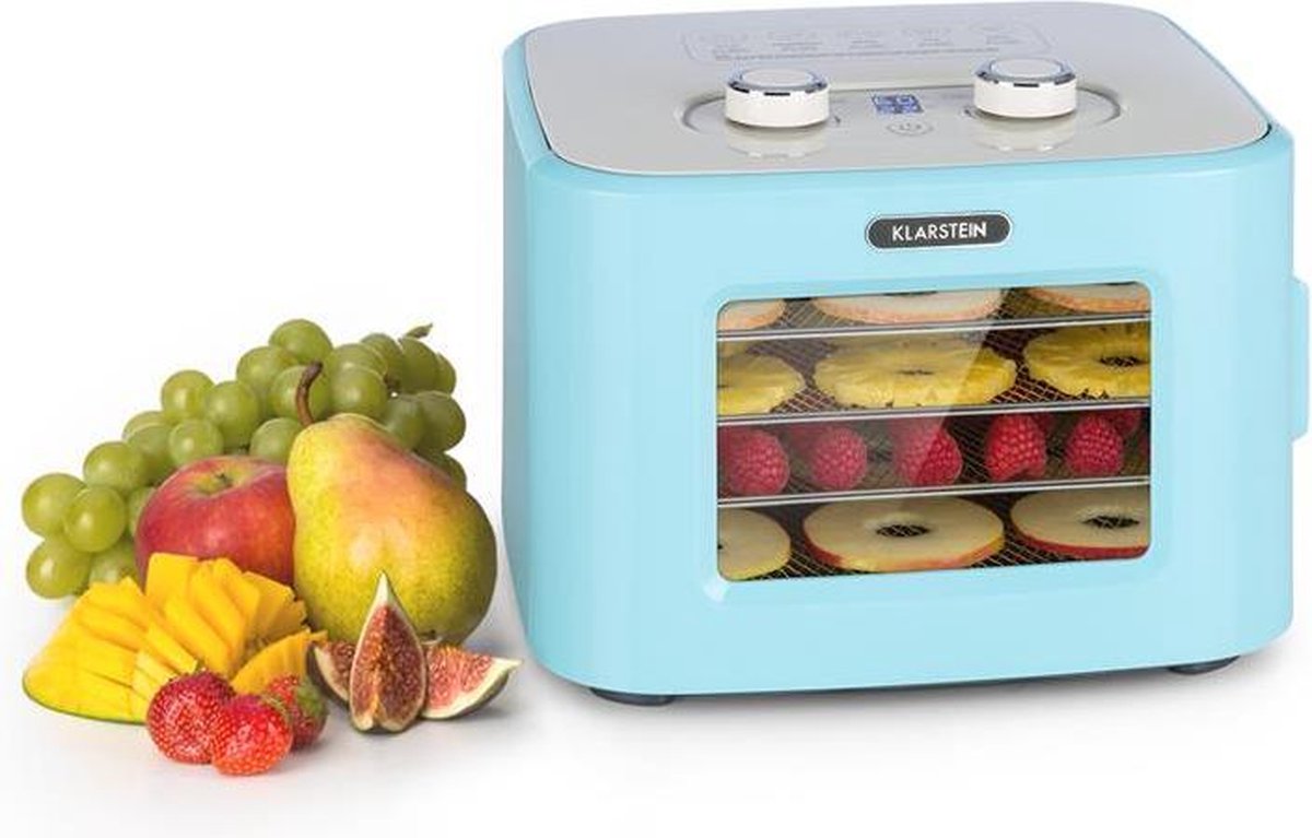 Klarstein Tutti Frutti droogautomaat 400W Temperatuur 35-80°C 3D circulatie 8 liter . max. 55 dB Blauw