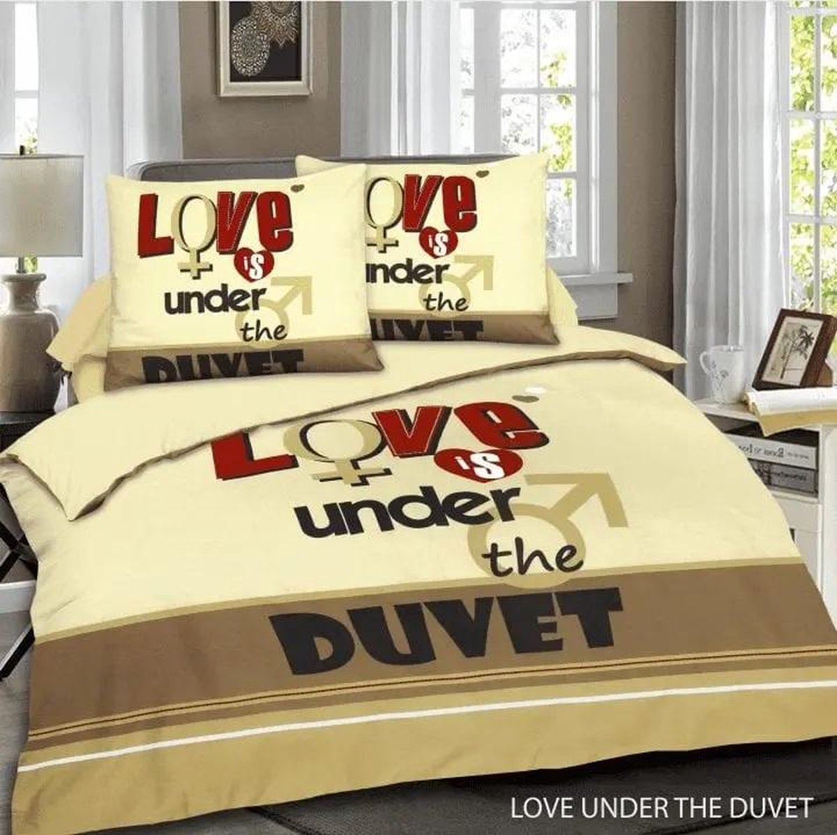 Kasteel Dekbedovertrek Love Is Under The Duvet - 200x200/220 - Beige