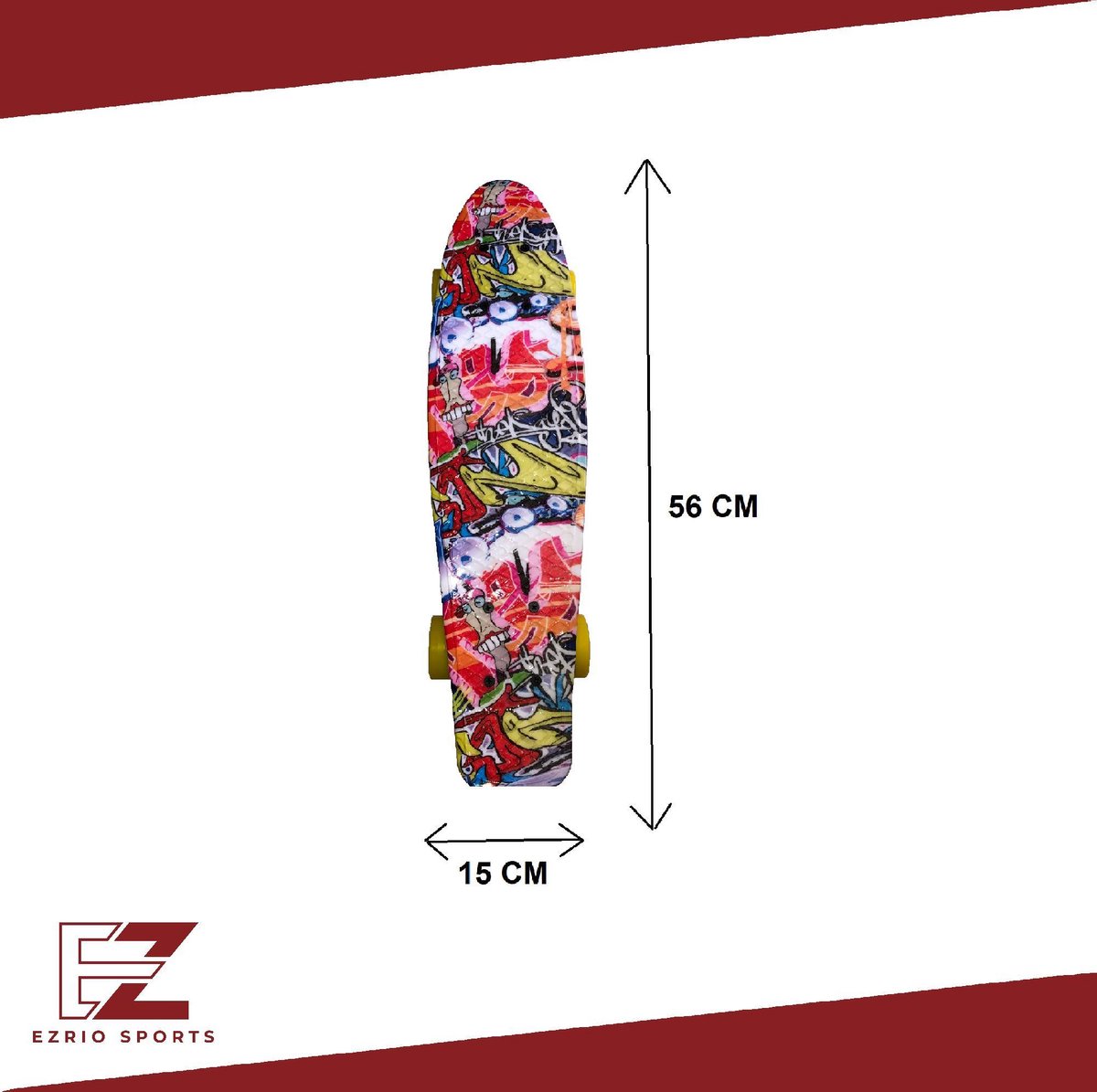 Penny Board voor Meisjes en Jongens – Skateboard – Longboard – Graffiti Print – 22 inch – Geel — afbeelding 4