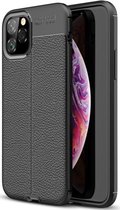 MM&A Flexibele Lederlook TPU Back Cover Case Hoesje voor Apple iPhone 12 Pro Max  – Zwart – Siliconen - Zachte Plastic – Soft Case