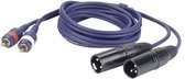 Câble DAP Audio XLR vers RCA 1,5 m - Câble de transition 2x XLR mâle vers 2x RCA (Tulipe) - 1,5 m